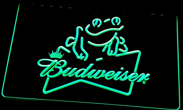 

LS100-g Budweiser Frog Beer Bar Pub 3D LED Neon Light Sign Customize on Demand 8 colors to choose