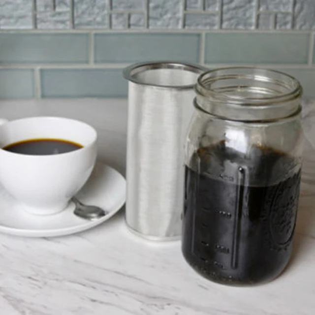 Cheap Coffee & Iced Tea Maker Stainless Steel Filter for 32oz Wide Mouth Mason Jars