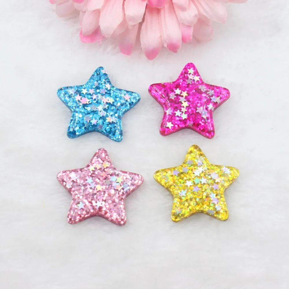 

30pcs/lot DIY resin star with glitter in it mix colors resin cabochons accessories