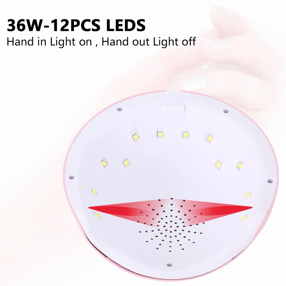 36W LED Lamp for Nail with LCD UV Lamp for Gel Nails Polish Nail Dryer for Manicure Sun Light 30s/60s/90s USB Connector