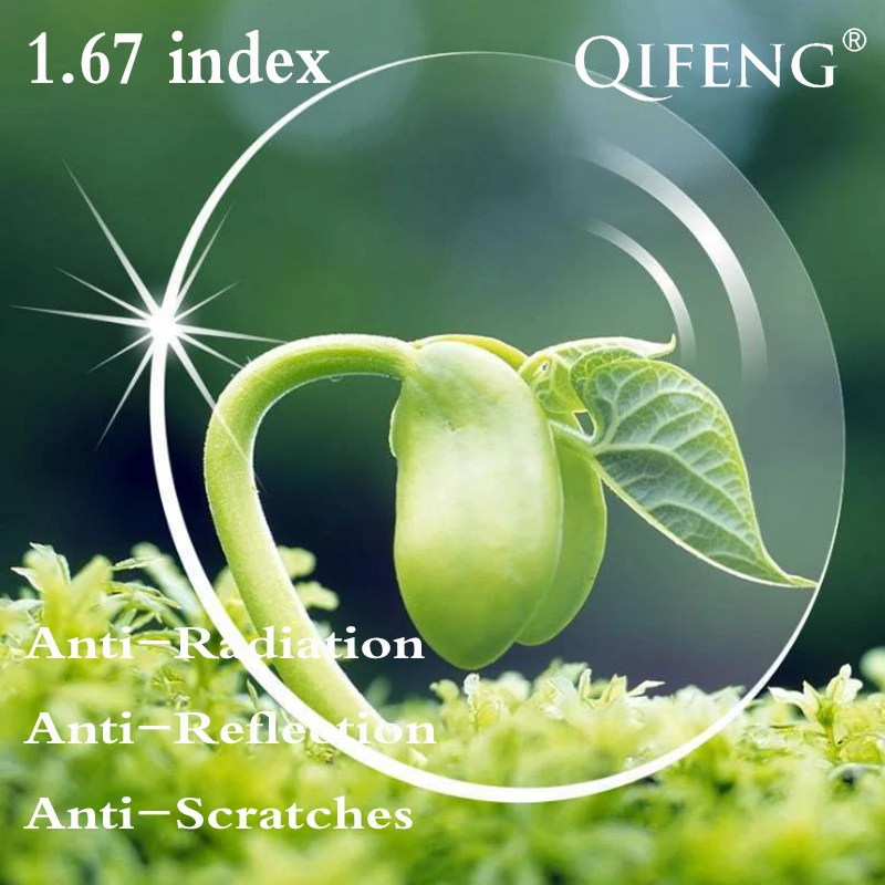 

1.67 Index Aspheric Prescription Lens CR-39 Myopia Presbyopia Hard Lens Anti-Reflective Glasses Anti-Radiation 2 PCS QF134