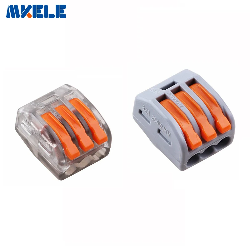 

10pcs 222-413 Universal Compact Wire Wiring Connector 3 pin Conductor Terminal Block With Lever AWG 28-12