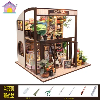 

Handmade DIY Cabin for Girlfriend's Valentine's Day Birthday Romantically Assembled Gifts Foreign Trade Toys Coffee House