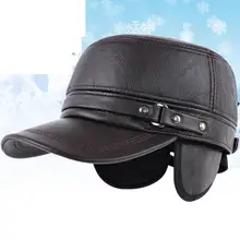 Kagenmo, модная кожаная мужская кепка, для улицы, полная защита, регулируемая, Мужская зимняя шапка из воловьей кожи, толстый хлопок, сохраняет тепло, зимняя теплая шапка