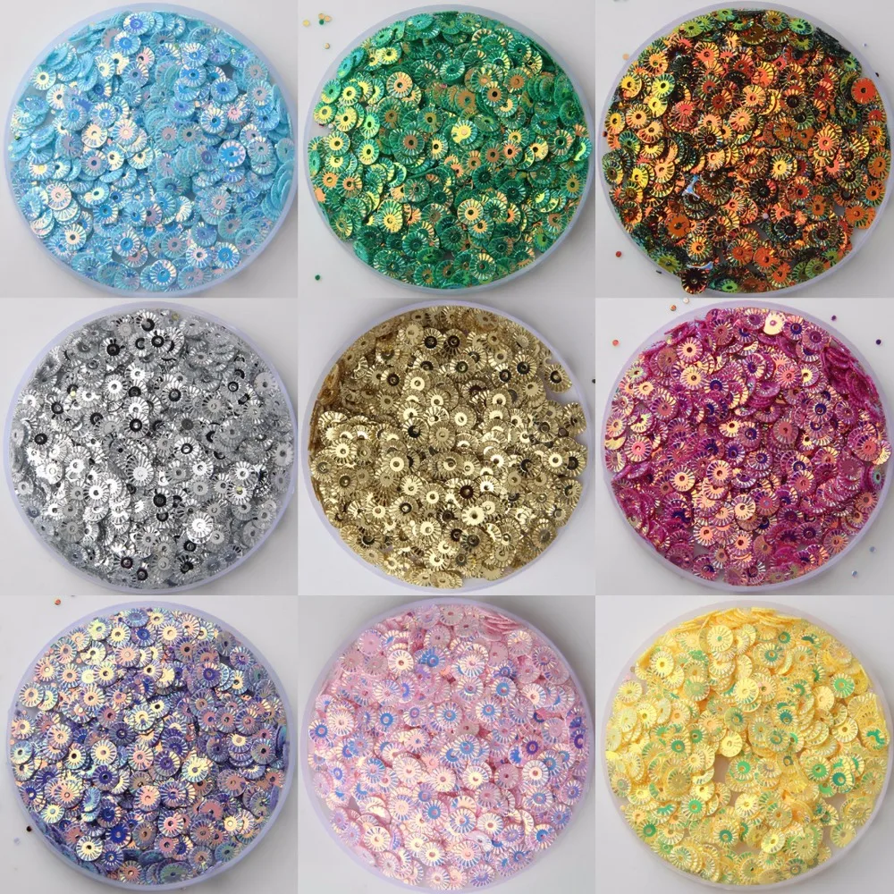 

1440Pcs/Pack 6mm Flat Embossing Flower Shape Sequins Paillettes Sewing Wedding Craft, Women Garments Stickers Accessories