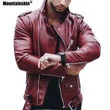 Mountainskin 5XL Для мужчин ПУ куртки осень Искусственная кожа пальто мужской мотоциклетная куртка Slim Fit Мода Для мужчин s брендовая одежда SA599