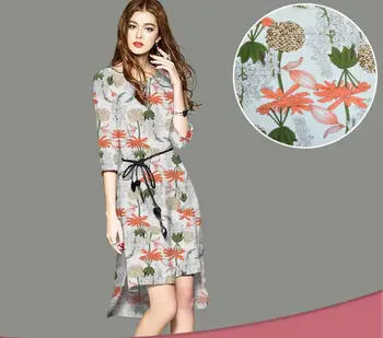 

2Meter Printing Plant Flower Chiffon Polyester Fabric For Apparel Sewing Fashion Women's Dheongsam Wedding Dress Diy Doll
