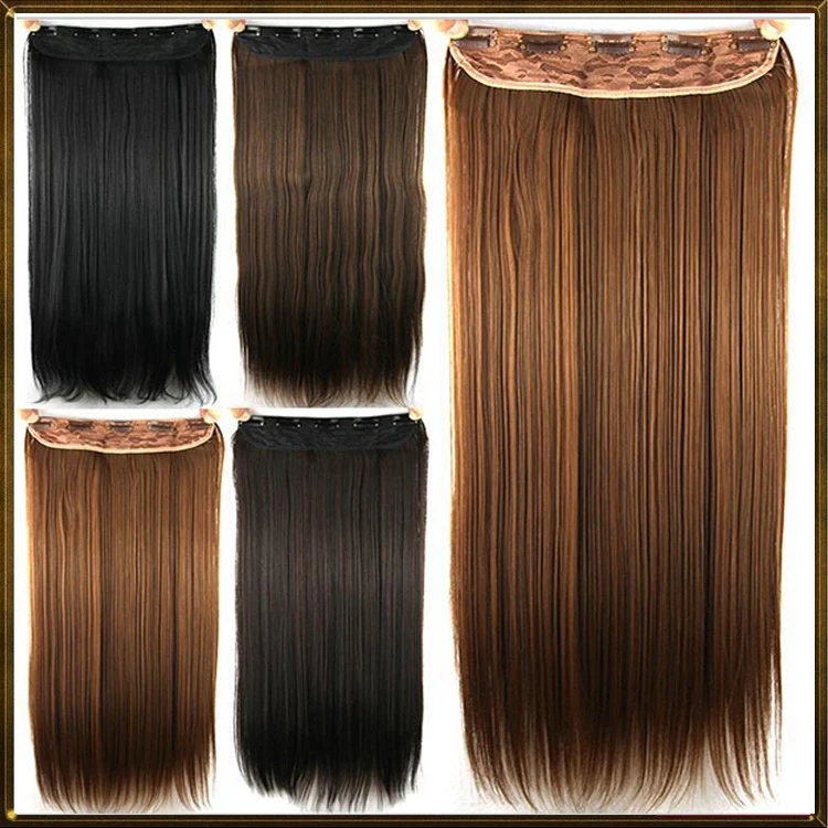 1PC 24'' synthetic long hair weft clip in Hair Extensions ...