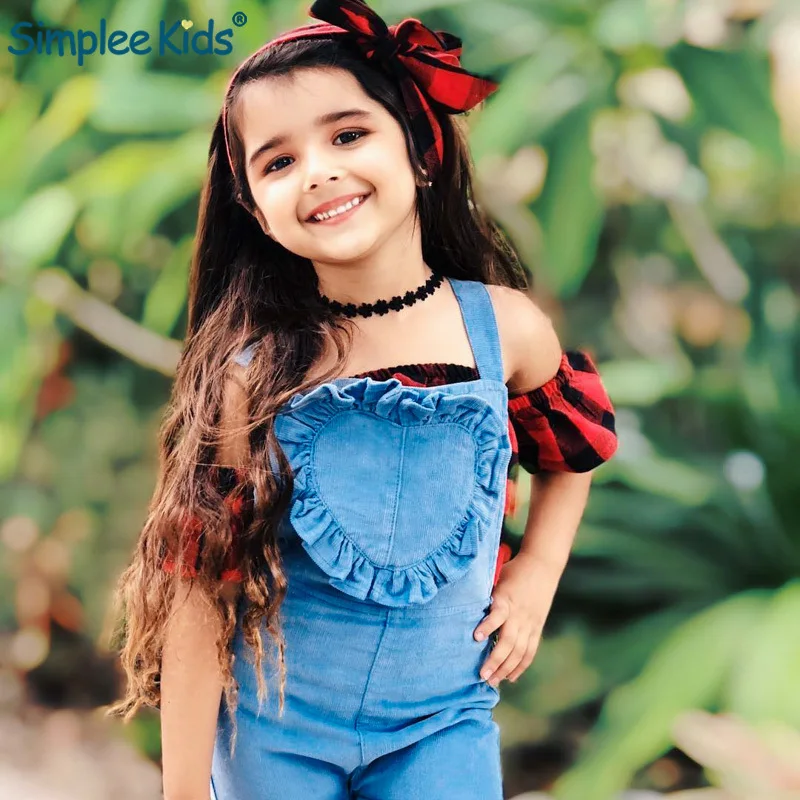 

2019 Spring Baby Girls Overalls Cute Kid Bib Pants Blue Girl Bell Bottoms Soft Infant Jumpsuit Children Suspender Flares Ruffles