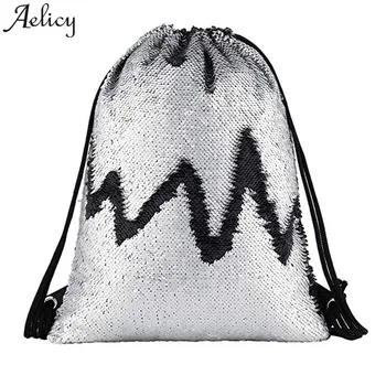 

Aelicy women Backpack versatile Fitness Wind Travel Girls Beach Bags Sequins Casual Ladies Drawstring bag drop ship HOT SALE