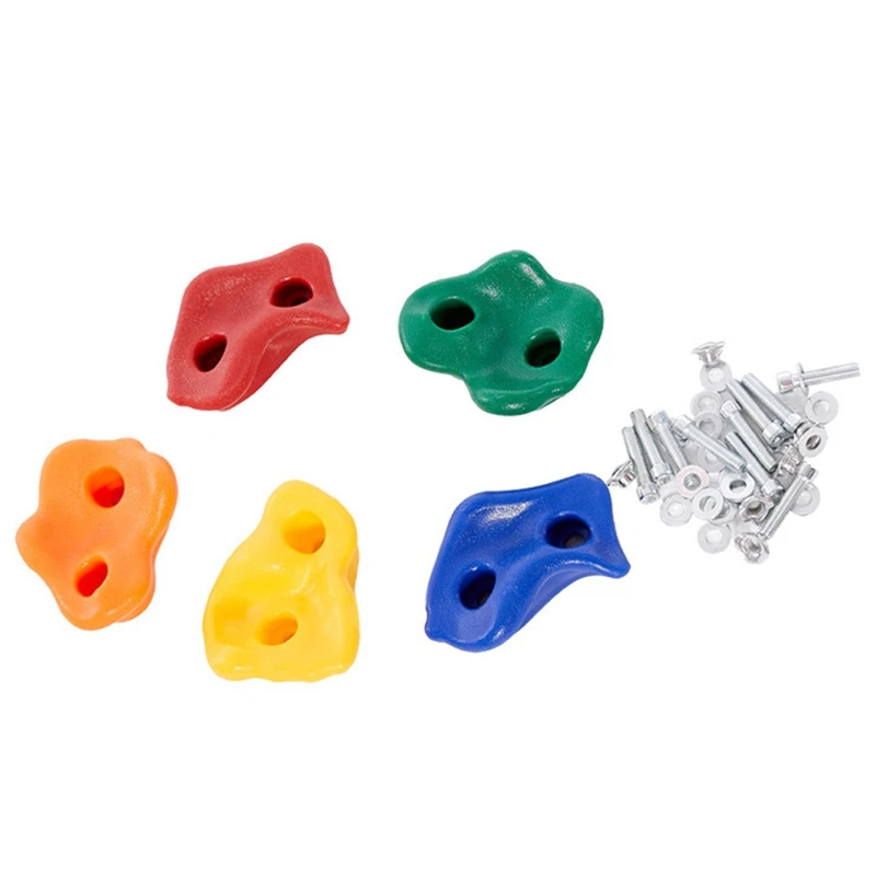 

10Pcs Climbing Frame Mixed Color Rock Climbing Wall Stones Hand Feet Holds Grip Hardware Kits For Kids Chidren Outdoor Fun Toy