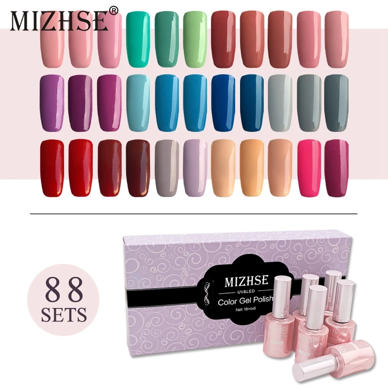 MIZHSE Soak Off UV Gel Polish Manicure Set 18ML 6Pcs/Lot DIY French Style UV Gel Nail Polish Nude Color Gel Gray DIY Full Set