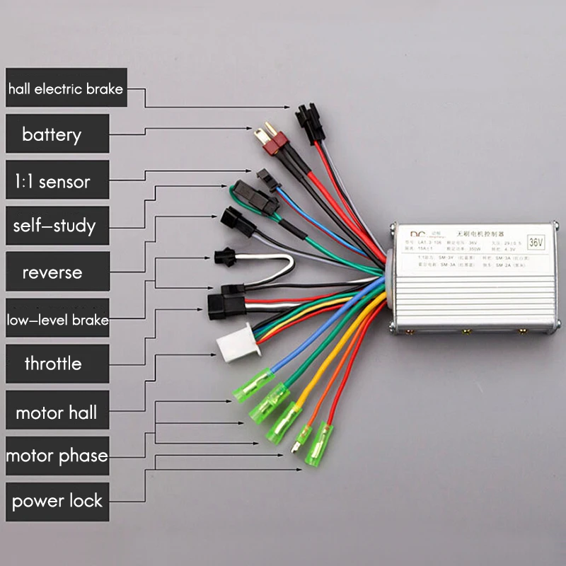 

Electric Scooter 250W 350W 24V 36V 48V DC Brushless Speed Controller, For Electric Vehicle Hall Wire BLDC Motor Bike Accessories
