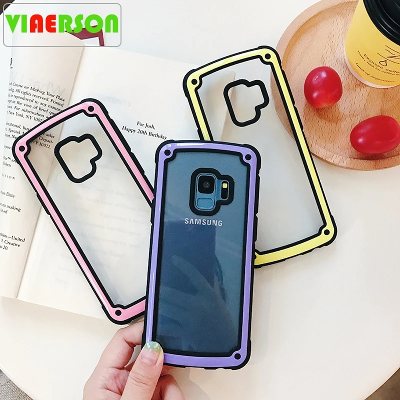 Shockproof Armor phone case for samsung s9 HD clear silicone Transparent PC back galaxy plus cover S9+ coque |