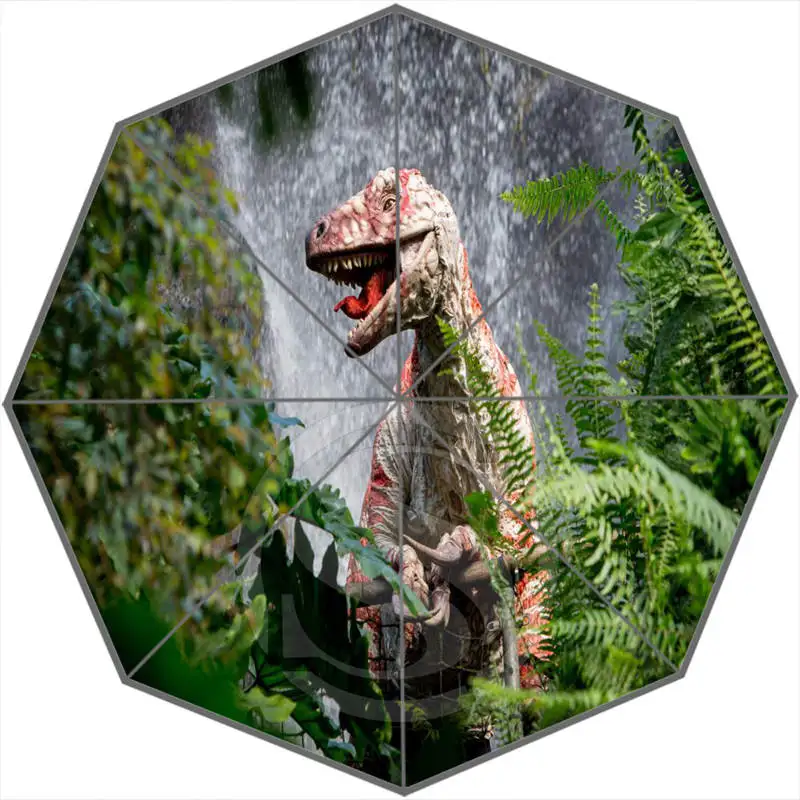 Динозавр классный индивидуальный портативный тройной складной зонт от солнца и дождя декоративный зонтик SQ0624-J248L - Цвет: Розовый