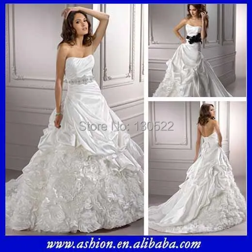 Free shipping WE 0847 Strapless italian wedding dress with black belt