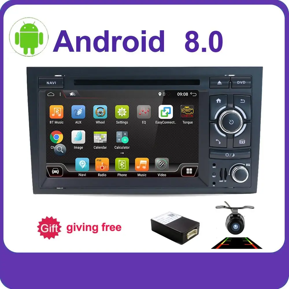 

Android 8.0 4 Core 2GB RAM Steering Car DVD player GPS map DVR rear camera TV OBD2 RDS Radio BT For Audi A4 B7 S4 RS4 SEAT EXEO