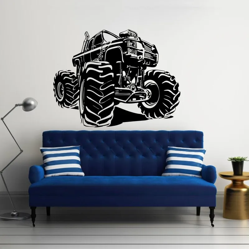 Наклейка на стену Monster Truck виниловая наклейка на гоночный автомобиль художественная Фреска дом гостиная гараж интерьер съемный домашний плакат Декор WW-175