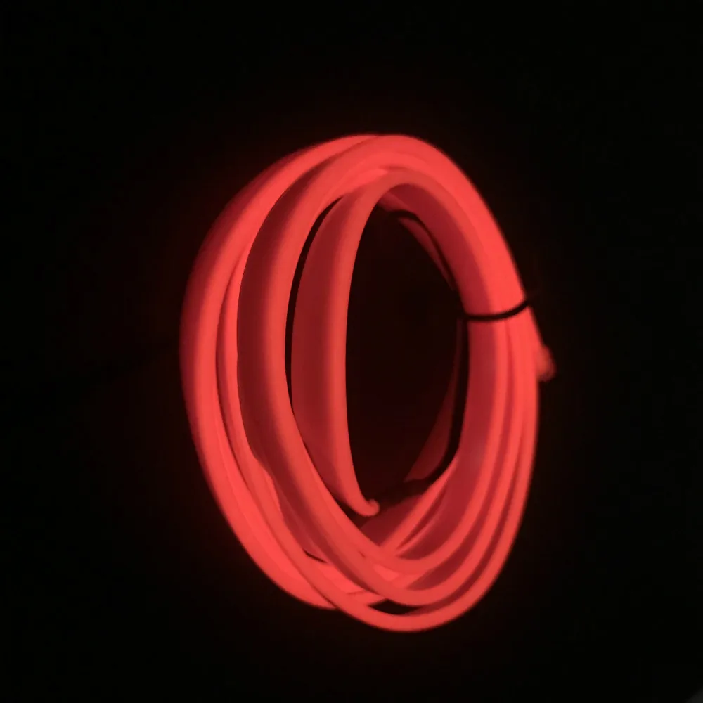 JURUS 2 метра 10 цветов Гибкий EL провод веревка Трубка неоновый холодный светильник светящиеся вечерние USB украшения автомобиля 5 В инвертор светодиодный авто подсветка - Испускаемый цвет: Красный