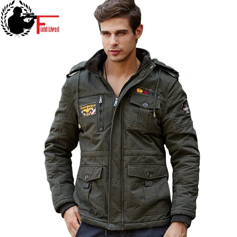 M-4XL,, зимняя куртка для мужчин, Толстая шерстяная подкладка, капюшон, хлопок, армейская куртка, куртка-бомбер, мужская куртка с капюшоном в стиле милитари, пальто для мужчин