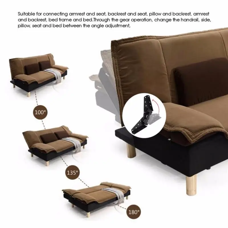 المعادن الصلب الأسود أريكة سرير الفراش الأثاث قابل للتعديل 3-موقف زاوية آلية المفصلي الأجهزة