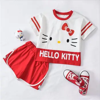 

Summer 2019 New Cartoon Girls Sports Colour Matching Suit Net Red Suit Fashionable Cartoon Printing