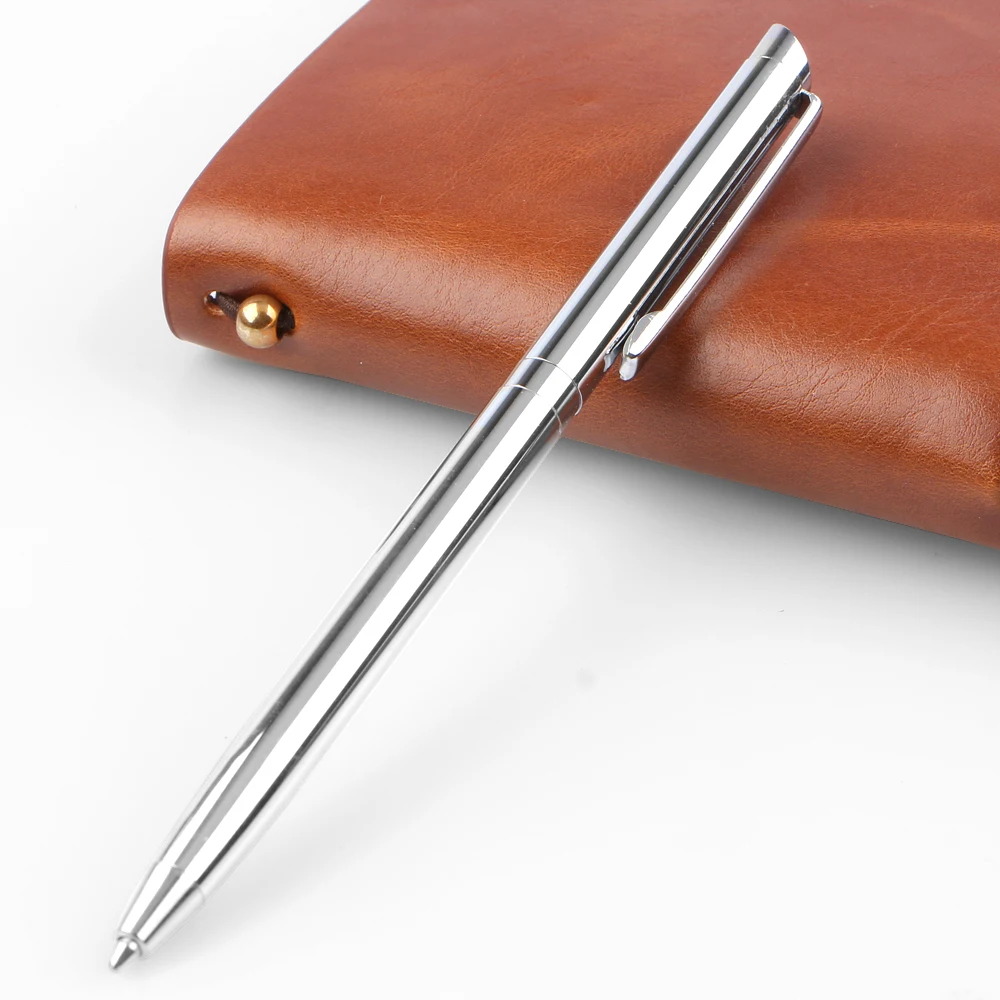 

1 PC Rotating Metal Ballpoint Pen Stainless Steel Ball Pen Steel Bar Oil Pen Commercial Stationery Pen