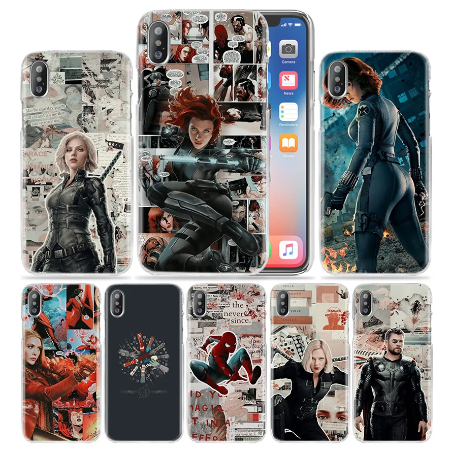 

Black Widow Avengers Case for iPhone XS Max XR X 10 7 7S 8 6 6S Plus 5S SE 5 4S 4 5C Fundas Capa Hard PC Luxury Phone Cover Coqu