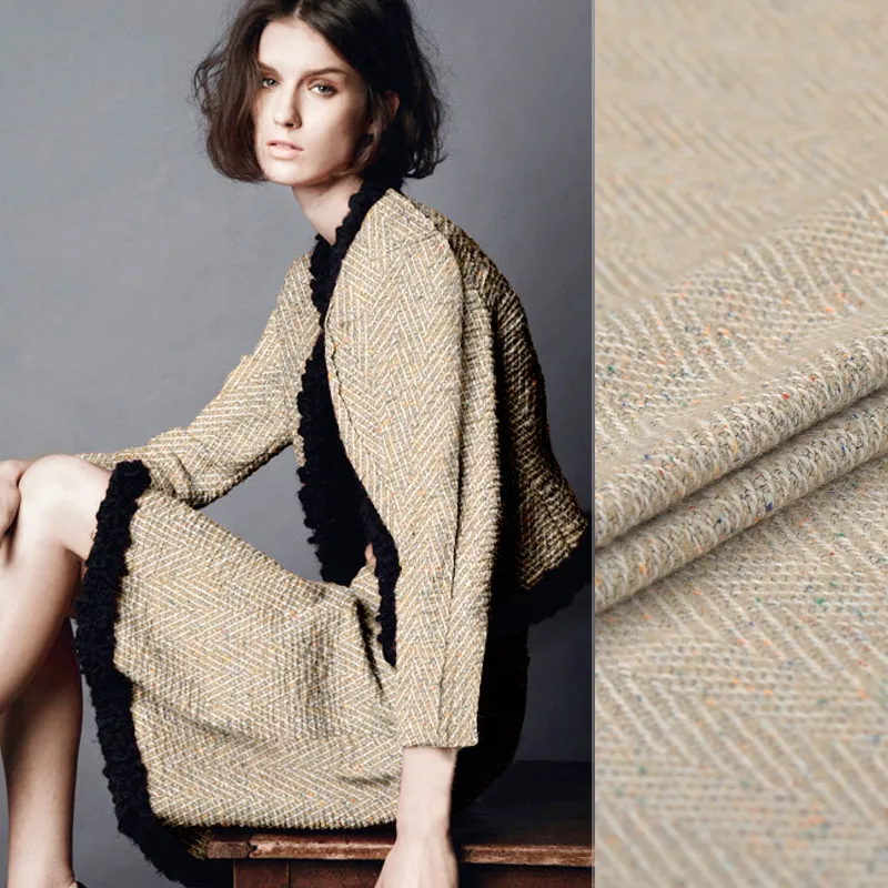 

Hot new herringbone pattern color point wool cloth 147cm wide high-end wool fabric clothing fabric coat fabric specials