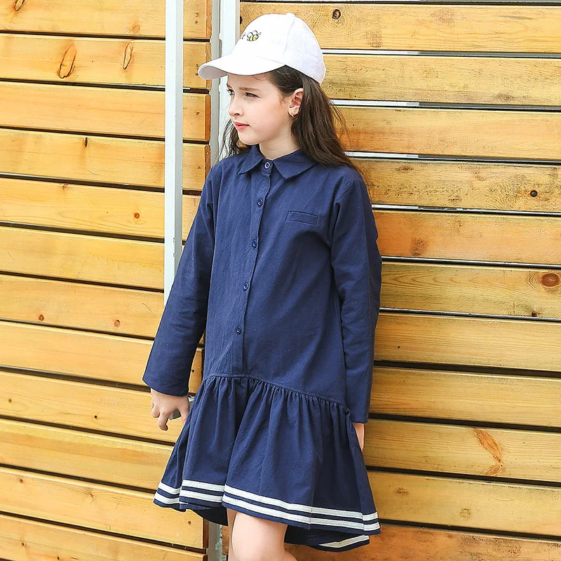 

2018 Girls Dresses Girls Clothing 100% Cotton Long Sleeve Baby Girls Princess Dress Preppy Style Costume for Kids Clothes CC718