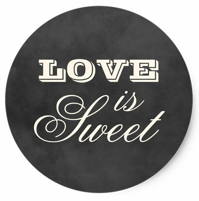 

3.8cm Love is Sweet Wedding Sticker Vintage Chalkboard