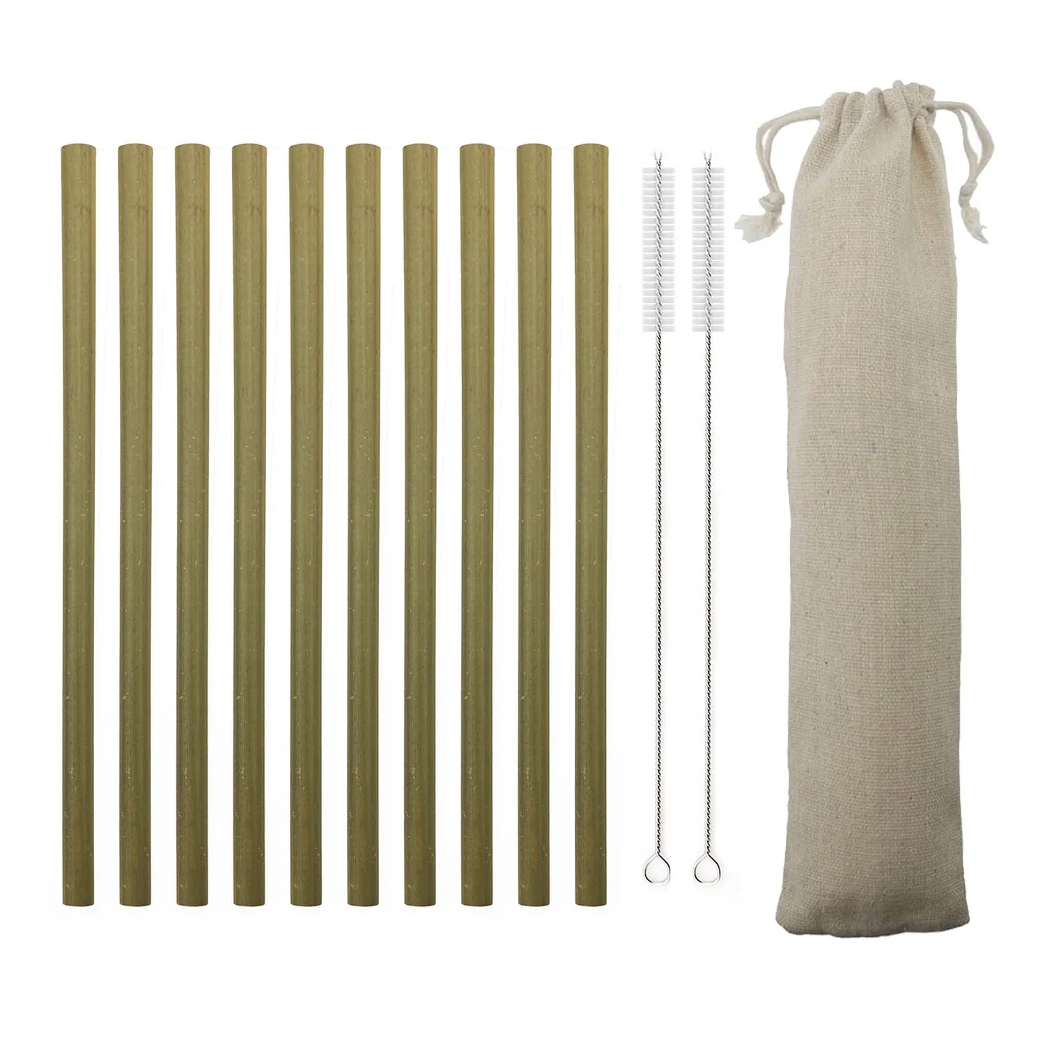 13Pcs/Set Reusable Eco-Friendly Bamboo Drinking Straws Portable Travel Straw Set With White Bag And 2 Cleaning Brushes | Дом и сад