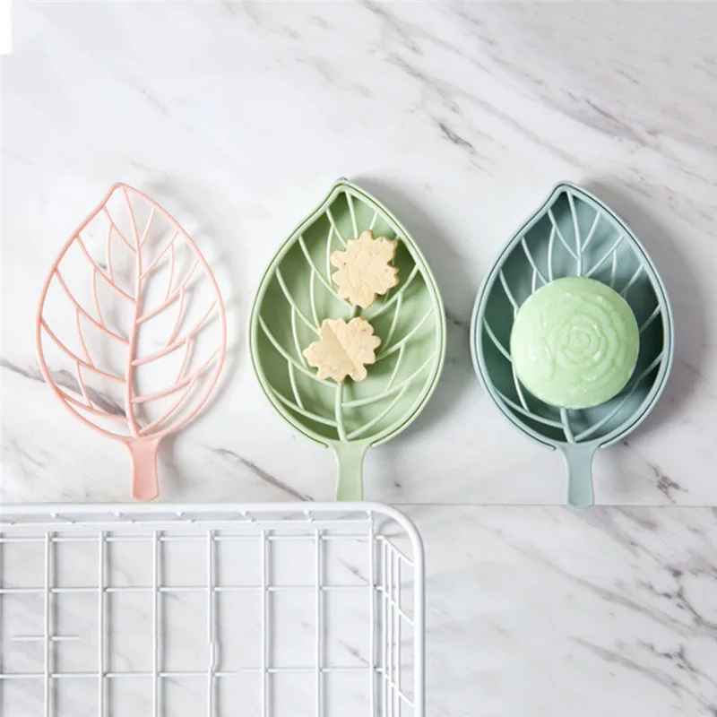 

Bathroom Accessories Leaf Shape Soap Holder Non Slip Soap Box Toilet Shower Tray Draining Rack Soap Dish Soap Tray Holder