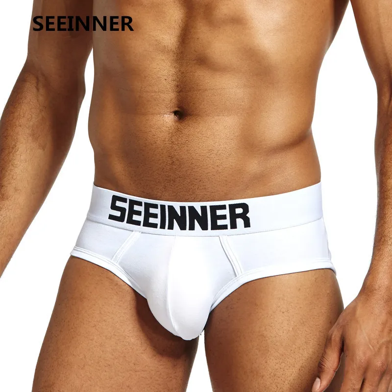 

SEEINNER Brand Men's Cotton Underwear Aliexpress Solid Color Men's U Pouch Design Breathable Briefs
