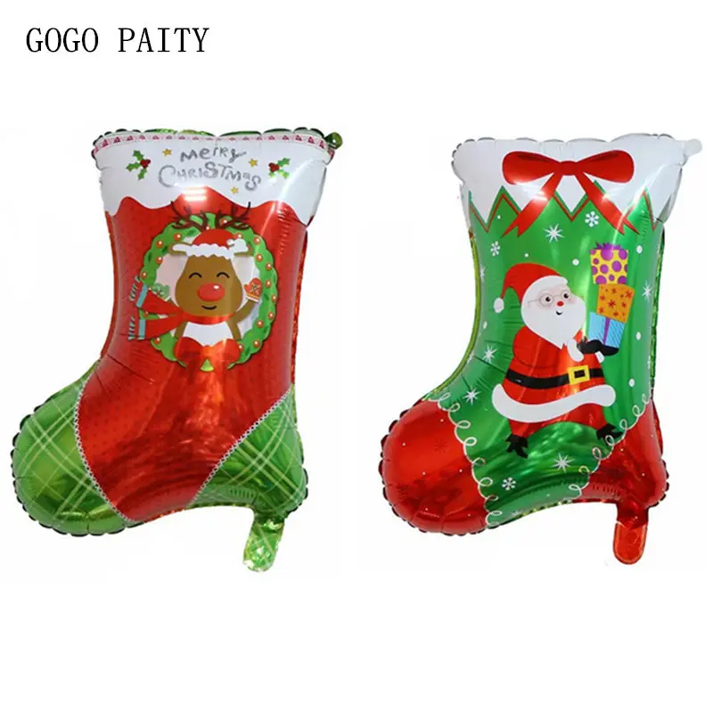 

GOGO PAITY New Christmas boots stockings shape aluminum balloon Christmas holiday atmosphere layout Decorative balloon