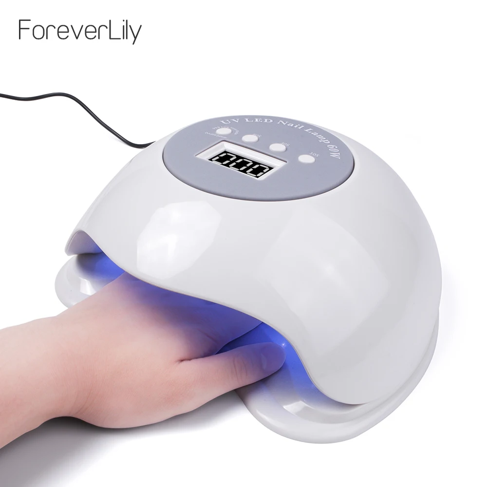 Foreverlily UV lamp 60W Ice Lamp For Nail 10S/30S/60S/99S Timer Low