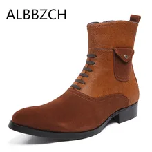 Мужские ботинки из натуральной кожи; модные мужские рабочие ботинки в стиле пэчворк из конского волоса и коровьей кожи; модельные туфли