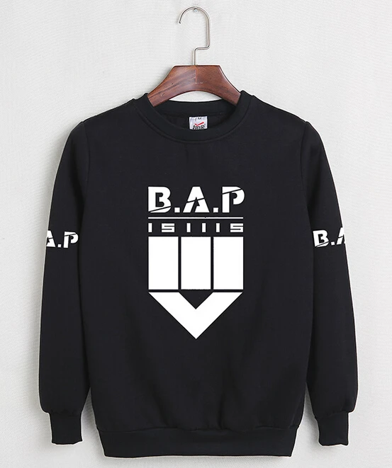 Bap b. a. p matrix одинаковые толстовки для фанатов supportvie с именами членов группы Печать О образным вырезом Пуловер Толстовка Черный Белый chandal