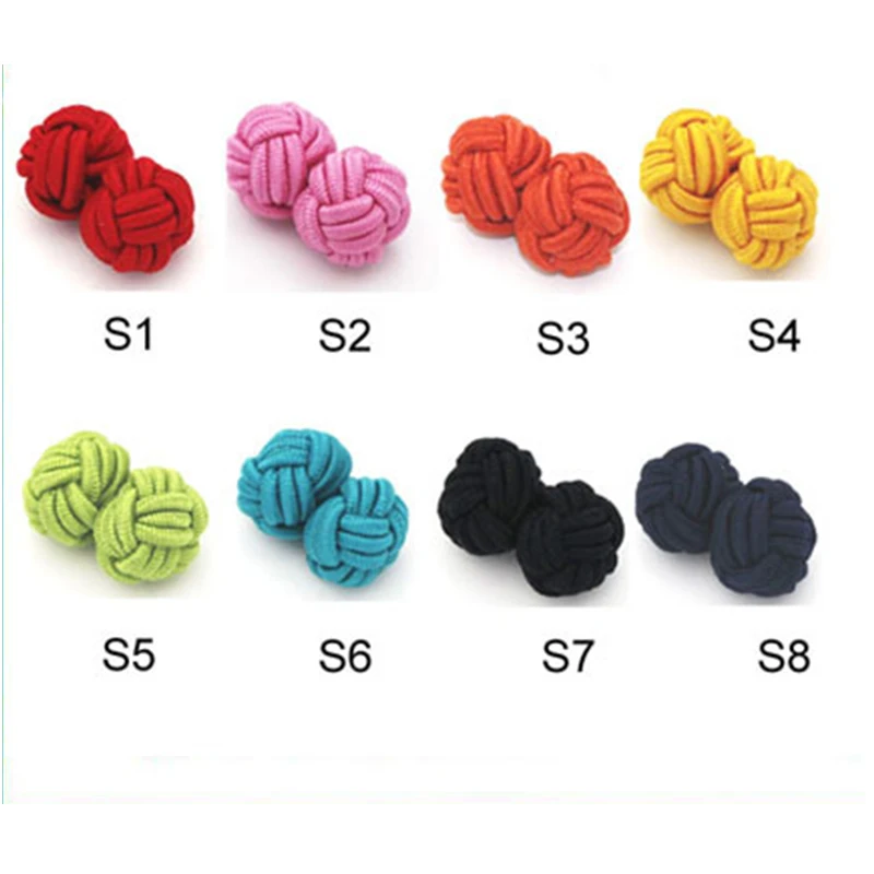 

Fashion Men's Shirt Classic Double Rope Ball Knot Shape Cuff Links Handmade Silk Knots Cuff Link S1 to S42 Color For Men Gifts