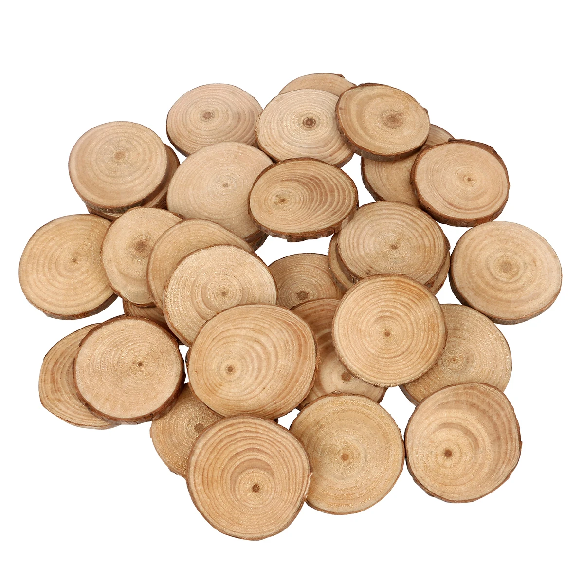 30 шт. 4-5 см необработанные натуральные круглые деревянные пластинки круги с деревом коры деревянные подставки для DIY ремесла украшения для свадебной вечеринки