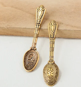 

100pcs charms Spoon pendant 44x10x3mm Ancient gold DIY handmade jewelry accessories Making alloy finding