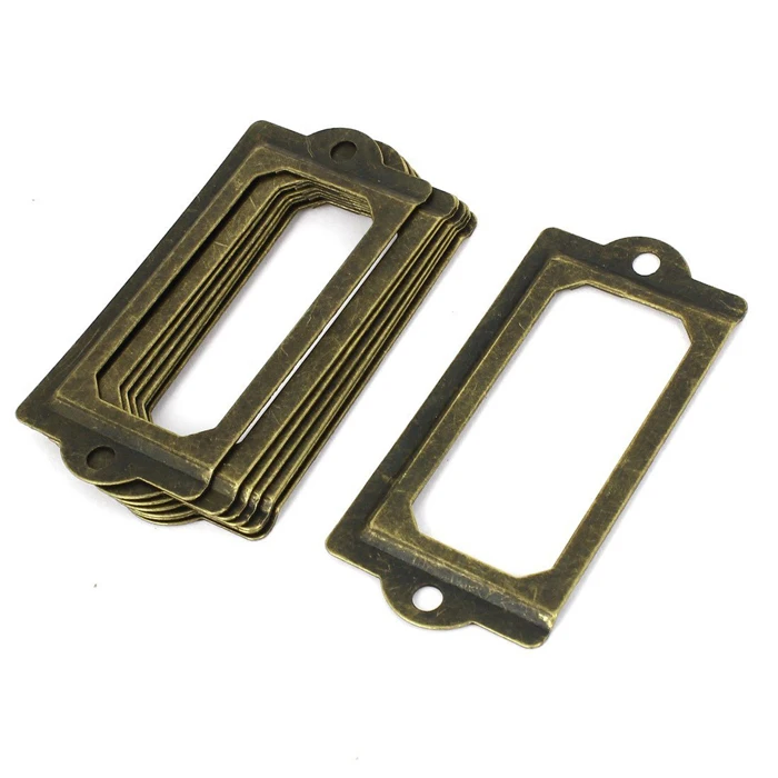 70x33mm Vintage Brass Label Holder Industrial Antique Library Card File Cabinet Name Tag ID Plates Frame