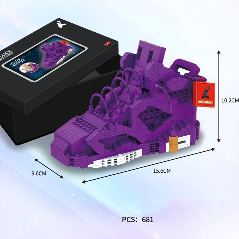 Популярные спортивные баскетбольные кроссовки мини блок AJ6 ручка контейнер assemable здание кирпич образование игрушки коллекция для подарков - Цвет: Purple