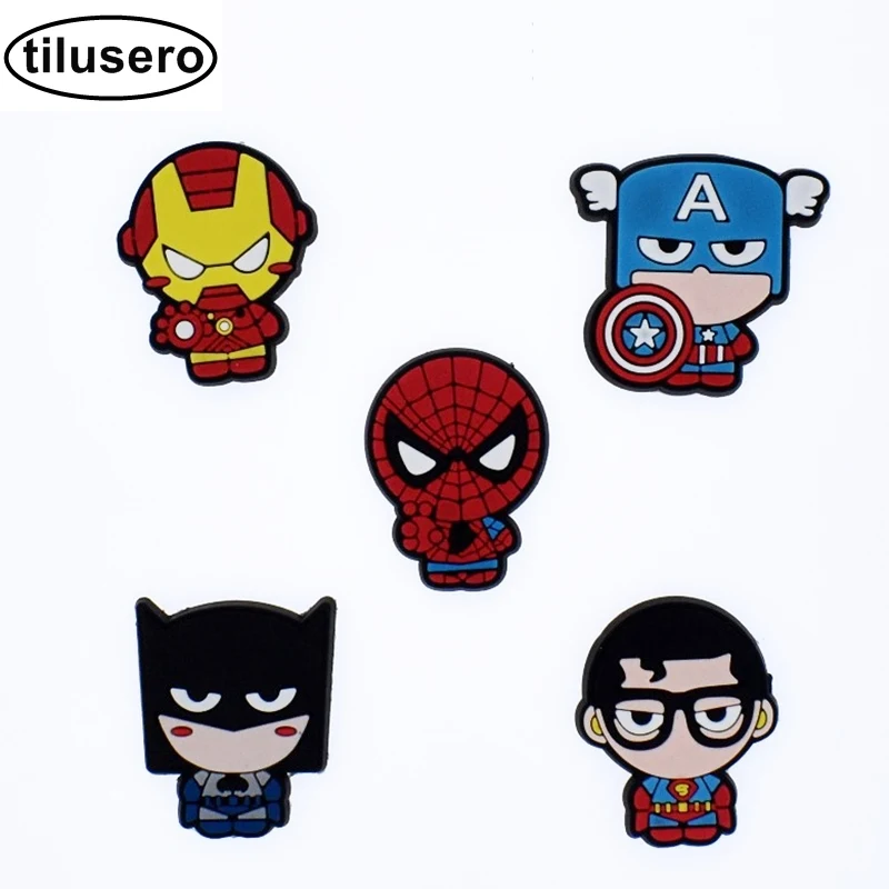 

Novelty 1pc PVC Avengers Shoe Charms Shoe accessories Shoe decoration Shoe Buckles Accessories Fit Wristband/Croc JIBZ F025