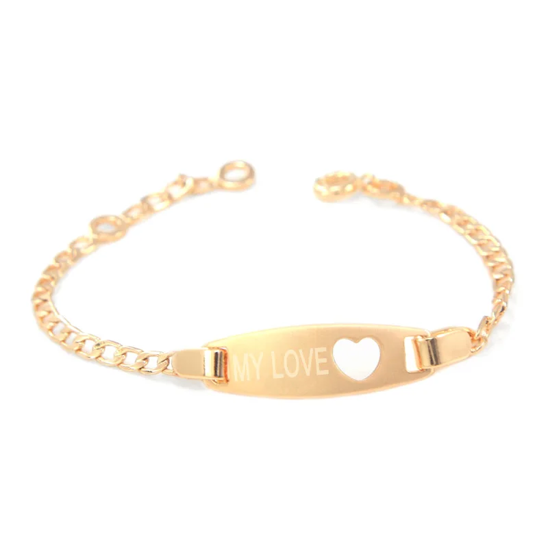 17 см сердце детские браслеты для маленьких девочек ювелирные изделия золотистый браслет Bebe Pulsera Bracelete Bracciali Bambini детский браслет B0228 - Окраска металла: MY LOVE