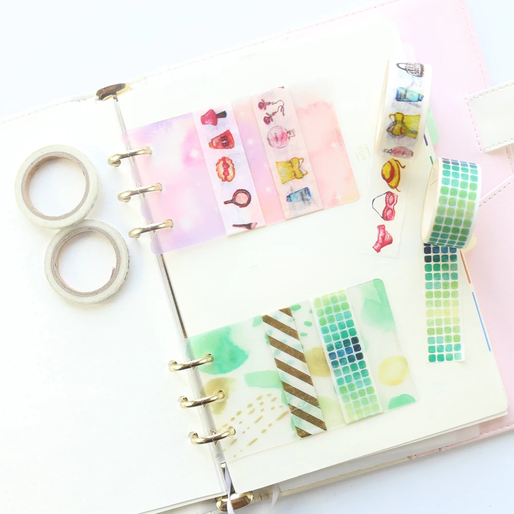

Domikee cute cartoon 3 holes tapes organizer board for diary planner notebooks,fine student PP Tape Dispenser board stationery