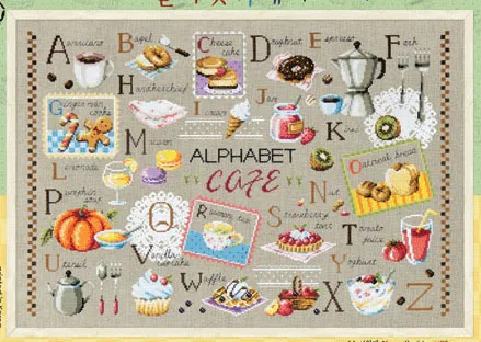 

ALPHABET CAFE DIY Craft Stich Cross Stitch Package Cotton Fabric Needlework Embroidery Crafts Counted Cross-Stitching Kit