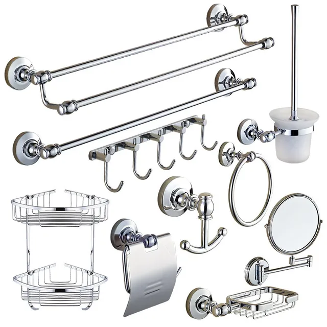 Silver Br Bathroom Hardware Set Polished Round Base Chrome Silver Br Bathroom Hardware Set Polished Round Base Chrome Accessories Sets Wall Mounted Modern