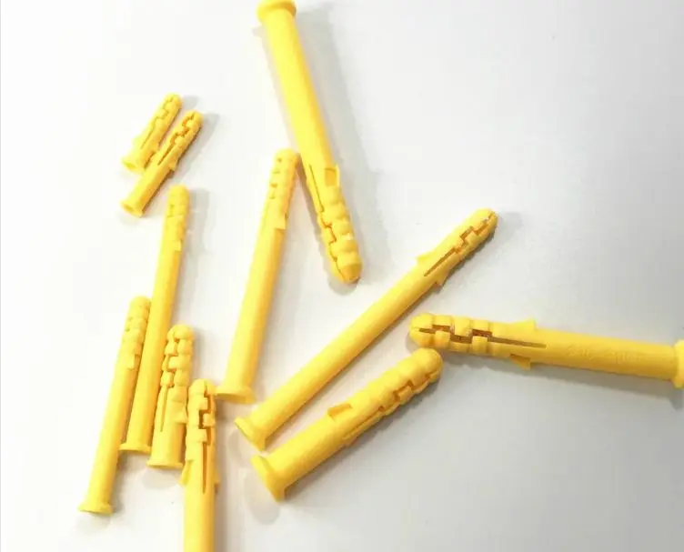 Высокое качество M6 M8 M10 желтые ребристые пластиковые Якорные стены пластиковые расширительные трубы пробки стены Drywal