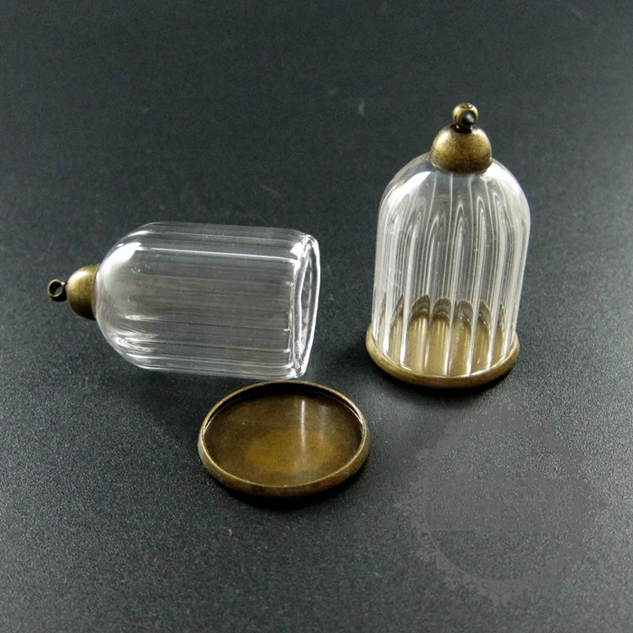20x30mm vintage style antiqued bronze cover glass tube vial bottle dome